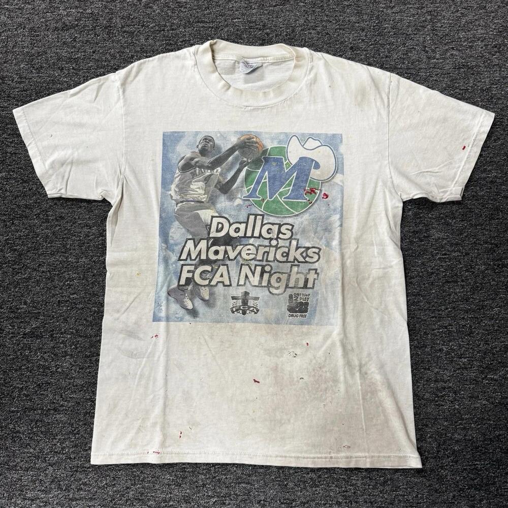 Dallas Mavericks Basketball Fca Night White T-Shirt Mens - M Thrashed